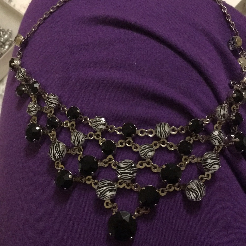 Silver and black necklace